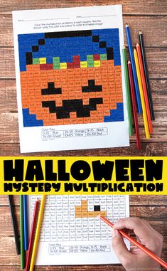 halloween mystery math worksheet for kids to practice numbers and color - by - number addition