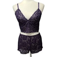 This Set Is Brand New. The Bottoms Still Have The Tag Attached But The Top Does Not Have A Tag. If You Have Any Questions Please Message Me. Purple Lace Fitted Sleepwear, Fitted Purple Lace Sleepwear, Purple Lace Sleepwear With Lace Trim, Purple Lace Sleepwear For Loungewear, Purple Lace Sleepwear, Cropped Cami, Purple Color, Women's Intimates, Victoria's Secret