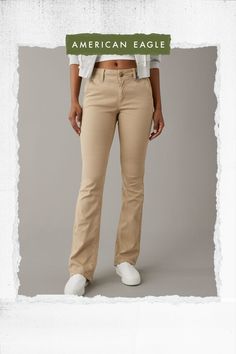 Stretch/Mid-weight structured fabric with just enough stretch for everyday comfort/Holds its shape & won't bag out. Ever./Rich garment wash Beige Stretch Chinos With Straight Leg, Beige Stretch Straight Leg Chinos, Casual Beige Elastane Pants, Stretch Cotton Wide Leg Chinos, Wide Leg Stretch Cotton Chinos, Fitted Beige Pants For Everyday, Beige Stretch Pants For Everyday Use, Structured Fabric, Bootcut Pants