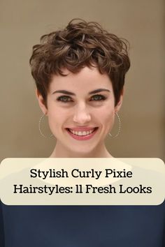 Discover the trendiest curly pixie hairstyles for a fresh new look! Whether you're searching for inspiration on curly pixie cuts or styling ideas for short curly pixie hair, we've got you covered. Embrace your natural curls with confidence and rock a stunning pixie cut curly hair! From bold and edgy to soft and playful, there's a curly pixie style perfect for every personality. Get ready to elevate your hairstyle game with these chic and low-maintenance short curly pixie looks. Short Curly Hair For Square Face, Pixie Curly Hair, Pixie Cut Wavy Hair, Pixie Cut Curly, Cut Curly Hair, Pixie Cut Curly Hair, Curly Pixie Cut, Warm Brown Hair, 2024 Hairstyles