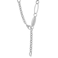 Five cultured freshwater pearl stations on a signature sterling silver Caviar beaded link necklace. Classic Silver Station Necklace, Elegant Chain Link Necklace With Sterling Silver Clasp, Elegant Chain Necklace With Sterling Silver Clasp, Classic White Gold Satellite Chain Necklace, Silver Lariat Jewelry With Satellite Chain, Silver Station Necklace In Fine Jewelry Style, Elegant White Gold Satellite Chain Necklace, Fine Jewelry Silver Chain Necklace With Oval Link, Fine Jewelry Silver Oval Link Chain Necklace