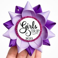 girls trip pin Corsage Lavender, Flowers For Men, Girls Trip Gifts, Birthday Pins, White Centerpiece, Silver Bow