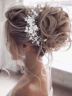 White Romantic,Gorgeous-Luxury Collar  Zinc Alloy   Embellished   Wedding & Event Hair Down Styles, Chic Hairstyle, Wedding Hairstyles Medium Length, Elegant Wedding Hair, Wedding Hair Inspiration, Chic Hairstyles, Wedding Updo, Wedding Hairstyles For Long Hair, Hair Vine