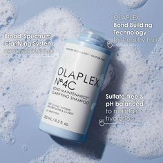 What it is Olaplex No. 4C Bond Maintenance Clarifying Shampoo is a professional-grade clarifying shampoo that gently removes buildup and impurities from the hair while maintaining its integrity and health. Hair type Ideal for all hair types, including colored or chemically treated hair. Hair texture Suitable for all hair textures, from fine to coarse. Hair concerns Addresses product buildup, excess oil, and environmental impurities, while strengthening and protecting the hair. Key benefits Remov Olaplex Products, Olaplex Shampoo, Clarify Hair, Clean Scalp, Damage Hair, Hair Concerns, Clarifying Shampoo, Greasy Hair Hairstyles, Sulfate Free Shampoo