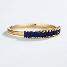 Sapphire Wedding Bands, Sapphire Ring Designs, Wedding Bands Women, Unique Promise Rings, Wedding Band Women, 14k Gold Wedding Band, Half Eternity Band