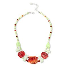 Jay King Yellow Meadow Stone and Shell Station Necklace  Paired with pale yellow African Meadow Stone, the vibrant orange and red spiny oyster shell stations in this bold necklace design are embellished with turquoise-colored flecks for a fun, two-color contrast. From Jay King.        Necklace approx. 18-1/4"L x 1/4"W with 2-3/4" extender     Drop approx. 1-1/8"L x 1-1/4"W     Stamped .925     Hook closure     Necklace drape has three large freeform red/orange spiny oyster shell stations combine Ireland Fashion, Holiday Storage, Shell Station, Bold Necklace, Spiny Oyster, Station Necklace, Turquoise Color, Shell Beads, Vibrant Orange