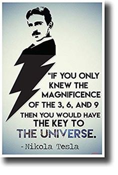 nikola tesla quote on blue background with black and white image