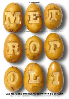 several potatoes with the letters f and p on them, all in different positions to spell out