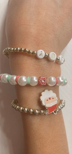 Three Christmas bracelets all for the price of one!Get your todays! Christmas Party Adjustable Charm Bracelet, Festive Adjustable Personalized Bracelets, Holiday Festive Jewelry Bracelet, Gold Christmas Party Bracelets, Trendy Christmas Party Jewelry, Casual Jewelry For Valentine's Day Party, Casual Valentine's Day Party Jewelry, Novelty White Bracelet For Party, Cute Adjustable Christmas Jewelry