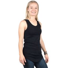 This tank top is the perfect layering piece, wear it out with a sweatshirt on top, underneath a tee or just on it's own! We love to pair it with leggings when working out or with jeans when going out. It needs a feather weight rib knit that has a soft drape and doesn't curl Ex: the white one in the images, otherwise if you don't mind a curled hem you can use some jerseys Ex: the green one in the photos. Casual Racerback Workout Tank Top, Casual Racerback Tank Top For Workout, Sleeveless Athleisure Tank Top For Everyday, Everyday Athleisure Sleeveless Tank Top, Everyday Sleeveless Athleisure Tank Top, Stretch Muscle Tee With Scoop Neck For Everyday, Summer Activewear With Scoop Neck, Casual Scoop Neck Gym Tank Top, Casual Workout Vest With Tank Straps