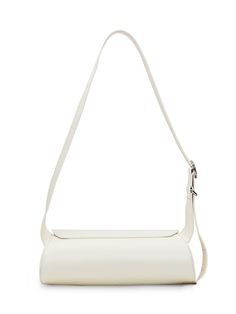 100% leather Chic Rectangular Baguette Bag With Leather Lining, Rectangular Leather Saddle Bag For Shopping, Leather Satchel Baguette Bag, Leather Rectangular Saddle Bag For Shopping, Chic White Leather Saddle Bag, White Calf Leather Shoulder Bag With Removable Pouch, White Leather Shoulder Saddle Bag, Classic Leather Saddle Bag For Shopping, Cream Rectangular Calf Leather Bag