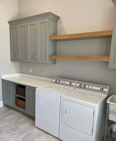 a washer and dryer in a laundry room