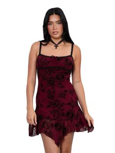 Jiselle Dress – vxmclothing Red Sheer Dress, Velvet Burnout, Hair Tips Video, Lace Straps, Fabric Floral, Sheer Dress, Set Vintage, Empire Waist, Mesh Fabric