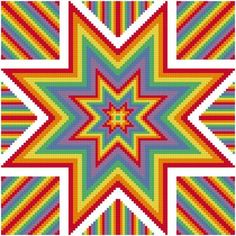 a cross stitch pattern that looks like an abstract star, with different colors and sizes