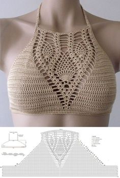 a crocheted bralet is shown on top of a mannequin