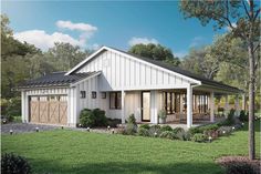 this is an artist's rendering of the modern farmhouse style house plans for small homes