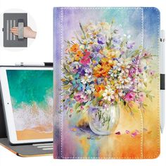 Vimorco iPad 9th/8th/7th Generation Case, iPad Case 9th Generation with Pencil Holder/Hand Strap/Pocket, iPad Case 10.2 Adjustable Angle, Auto Sleep/Wake iPad Cover 9th Generation, Oil Painting Flower Case Ipad, Painting Flower, Hand Strap, Oil Painting Flowers, Pencil Holder, Cute Gifts