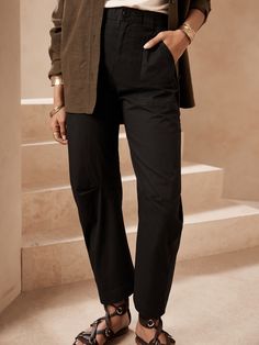 The Arc Pant | Banana Republic Fitted Linen Pants, Barrel Pants, Suede Pants, Stretch Dress Pants, Pinstripe Pants, Grey Trousers, Grey Dress Pants, Printed Trousers, Brown Pants