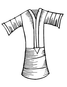 an illustration of a japanese kimono, hand drawn in black and white on a white background