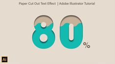 paper cut out text effect with the number 80 on it's left and an image of