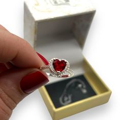 Brand New Never Worn With Original Box - Inner Holder Is Removed Charter Club Brand From Macy's Size 7 An Always Welcome Addition To Your Jewelry Collection, This Pretty Heart-Shaped Halo Ring From Charter Club Brightens Up Absolutely Every Style. Set In Silver Plated; Glass Created For Macy's J26-12 Valentine's Day Red Heart Ring, Red Heart Cut Ring, Silver Heart Ring For Parties, Heart Cut Ring For Valentine's Day Party, Valentine's Day Heart Cut Party Ring, Valentine's Day Party Heart Cut Ring, Valentine's Day Red Heart Sterling Silver Ring, Red Sterling Silver Heart Ring As Gift, White Crystal Ring