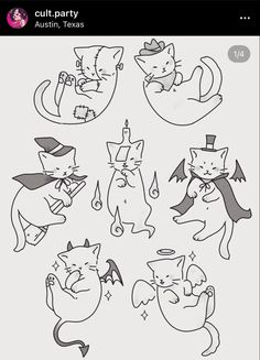 an image of cats in different poses on a cell phone, with the caption below