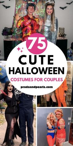 halloween costumes for couples with text overlay that reads 75 cute halloween costumes for couples