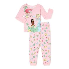 Disney Princess Toddler Girls 2 Piece Long Sleeve Snug Fit Pajama Set Tiana 3T Watch Disney Movies, Disney Princess Pajamas, Vintage Disney Princess, Disney Princess Toddler, Mermaid Shorts, Disney Princess Characters, Printed Pajama, Disney Toddler, Disney Pajamas