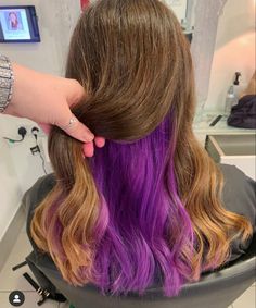 Purple Brown Hair, Blue Hair Highlights, Highlights Hairstyles, Purple Hair Highlights, Hair Color Streaks