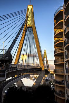 the bridge is very tall and has many balconies on it's sides