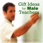 a man writing on a whiteboard with the words gift ideas for male teachers in green