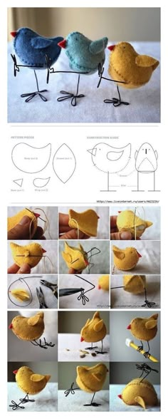 the instructions for how to make felt birds