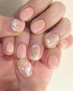 Nails Sanrio, Sanrio Nails, Pastel Nails Designs, Korean Nail Art, Korean Nails, Nails Now, Really Cute Nails, Soft Nails, Kawaii Nails