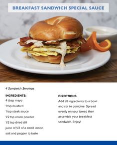 the breakfast sandwich special sauce recipe is shown