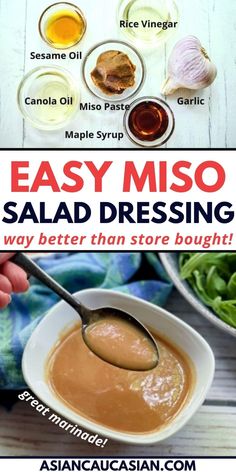 an easy miso salad dressing recipe is shown