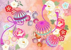 an abstract floral background with many different flowers