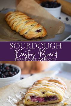 blueberry sourdough pastry is sitting on top of parchment paper