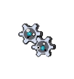 two pixel animals with blue eyes on them