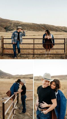 two people standing next to each other near a fence