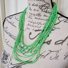 This Beautiful Beaded Necklace Is Green & An Iridescent Yellow & Sparkles In Light. Multiple Length Beading. Perfect For Any Outfit, From Casual To Dressy! Goldtone Clasp. Adjustable Length From 12½"-13½" Long. Nwt. Green Tiny Beads For Party, Green Beaded Necklaces With Tiny Beads For Parties, Green Tiny Beaded Necklace For Party, Green Tiny Beads Necklace For Party, Green Faceted Beads Necklace For Summer, Summer Green Necklaces With Faceted Beads, Green Faceted Beads For Summer, Green Beaded Necklaces With Large Beads For Summer, Large Green Beads For Summer