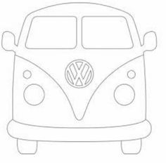 a drawing of a vw bus with the word's logo in front of it