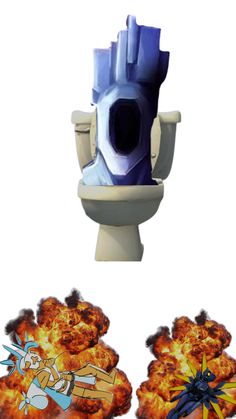 an image of a toilet with fire coming out of it