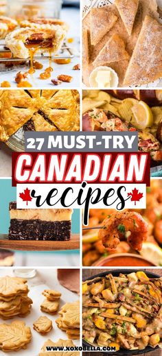 the canadian food and desserts collage is featured in this postcard with text overlay