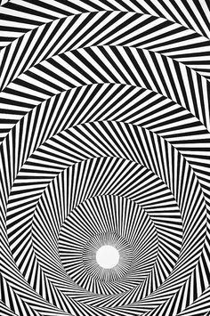 an abstract black and white image with lines in the center, as if it were optical art