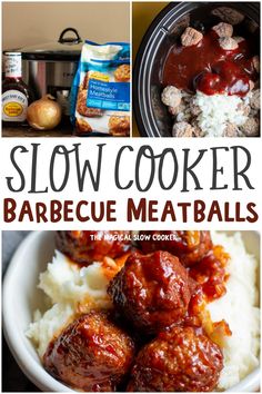 the cover of slow cooker barbecue meatballs