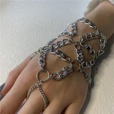 -Item Trendy Layered Slave Bracelet With Ring(1 Pc) -Material Electroplated Alloy Chain -Adjustable Range Of Wrist 5.9 Inch-8.66 Inch -Great Gift Vintage Finger Chain Link Bracelet, Stylish And Chic, It's A Good Choice For Halloween, Wedding, Cosplay Party, Christmas, Themed Party, Thanksgiving Or Graduation -Satisfaction Guarantee 100percent Brand New And 90 Days Money Back Guarantee -Chain Type: Braided Chain -Unit Count: 1.0 Jewelry Maintenanceplease Wipe The Accessory Clean Soft Cloth;Please Christmas Themed Party, Jewelry Accessories Silver, Bracelet With Ring, Festival Costume, Gothic Bracelet, Chainmail Jewelry, Chain Maille Jewelry, Gothic Metal, Ring Chain