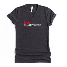 Kw Keller Williams Logo Unisex V-Neck T-Shirt. As a Real Estate agent on the run, these t-shirts make the workday stylish, comfortable, and professional. In addition, they help promote your business anywhere you go. The equipment and supplies used to make my products are all commercial grade quality. Each design is made with one of the best vinyl in the industry and cut with a commercial grade plotter. It is then pressed with a high-pressure commercial heat press to make the final product. Each Fitted V-neck Graphic Tee, Fitted V-neck Graphic Tee T-shirt, Vinyl Logo, Realtor Gifts, On The Run, Keller Williams, Promote Your Business, High Pressure, Neck Shirt