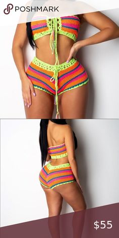 Colorful Crochet bathing suit Sexy Cute crochet bathing New never worn 🔥🔥 Diva Swim Bikinis Green Crochet Swimwear For Beach Season, Multicolor Crochet Swimwear For Summer, Multicolor V-neck Crochet Dress For Vacation, Jamaican Crochet Bathing Suit, Green Bohemian Crochet Swimwear, Crochet Bathing Suit, Fitted Multicolor Crochet Swimwear, Crochet Bathing Suits, Colorful Crochet