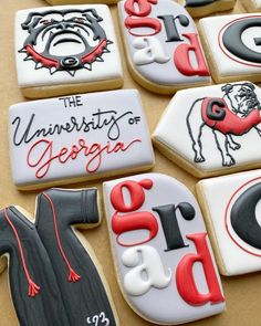 decorated cookies with the university of georgia on them