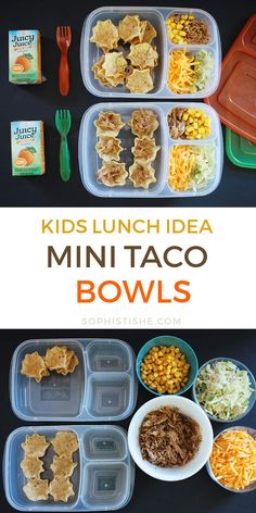 kids lunch idea for mini taco bowls